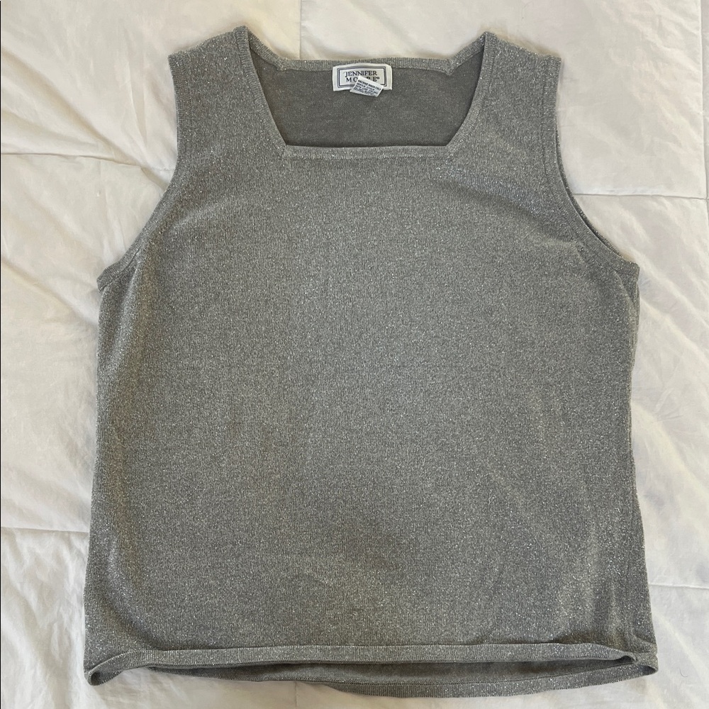 Jennifer Moore Silver Sparkle Sleeveless Top Size XL
